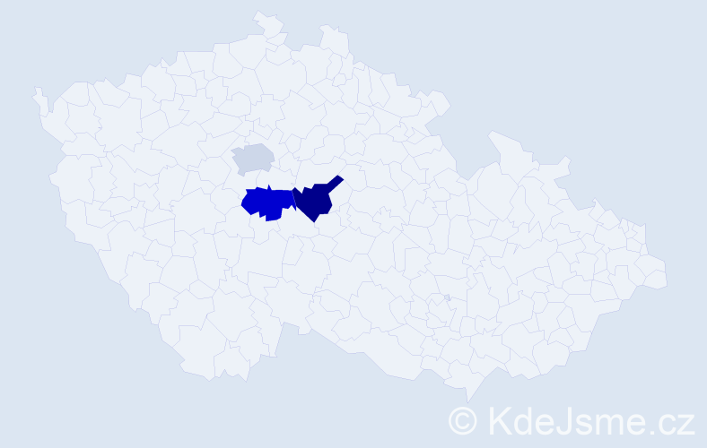 Příjmení: 'Modálek', počet výskytů 3 v celé ČR