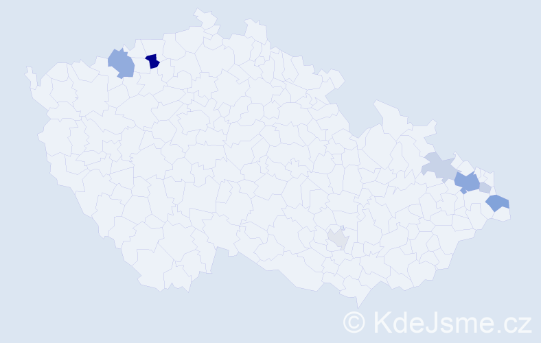 Příjmení: 'Bičanovský', počet výskytů 16 v celé ČR