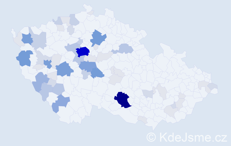 Příjmení: 'Nohová', počet výskytů 216 v celé ČR