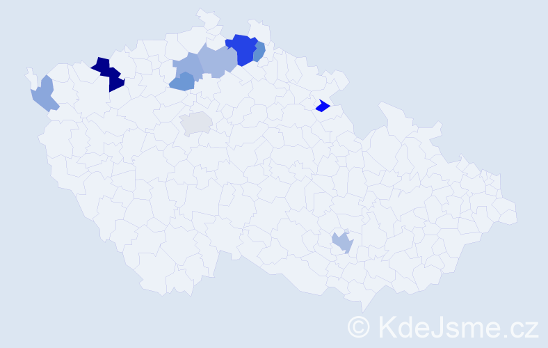 Příjmení: 'Kiesling', počet výskytů 22 v celé ČR