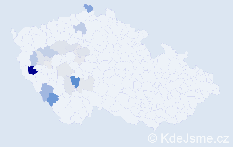 Příjmení: 'Poucha', počet výskytů 46 v celé ČR