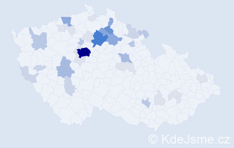 Příjmení: 'Valkoun', počet výskytů 118 v celé ČR
