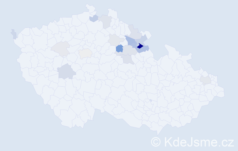 Příjmení: 'Kvirenc', počet výskytů 54 v celé ČR