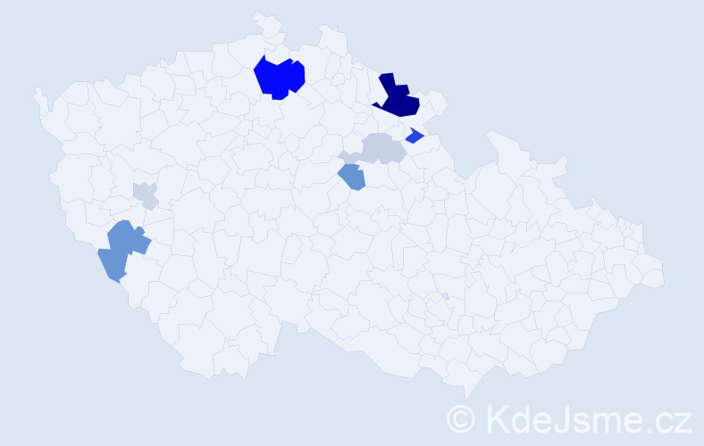 Příjmení: 'Kurtinec', počet výskytů 19 v celé ČR