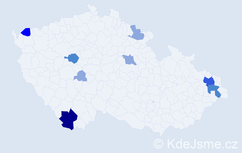 Příjmení: 'Čabaj', počet výskytů 19 v celé ČR