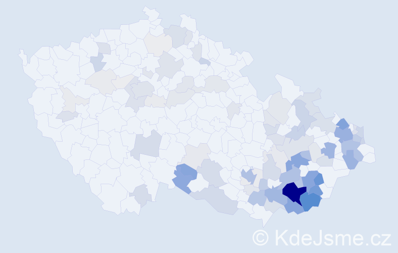 Příjmení: 'Kusáková', počet výskytů 419 v celé ČR