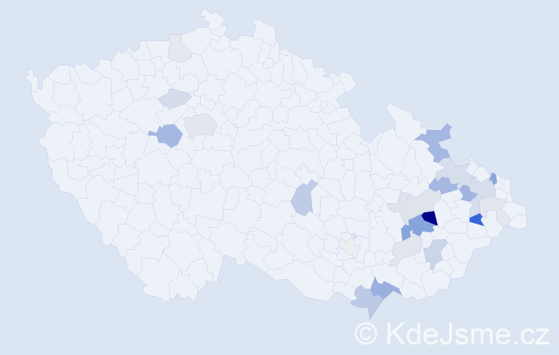 Příjmení: 'Rajnošková', počet výskytů 69 v celé ČR