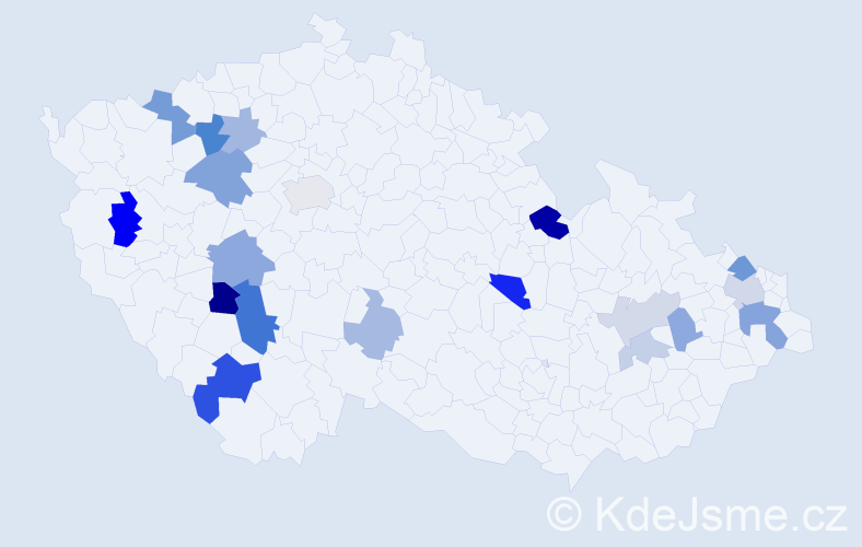 Příjmení: 'Klása', počet výskytů 39 v celé ČR