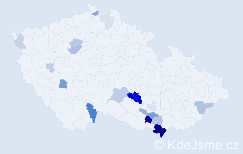 Příjmení: 'Cyprisová', počet výskytů 48 v celé ČR