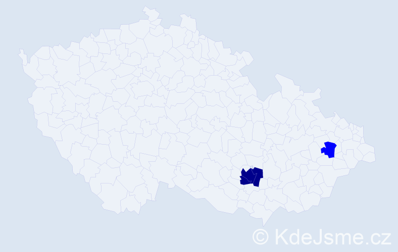 Příjmení: 'Krajger', počet výskytů 5 v celé ČR