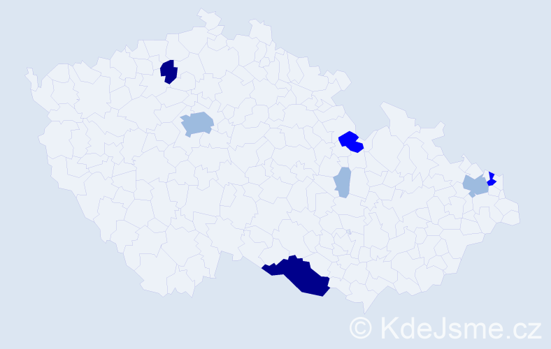 Příjmení: 'Lakyová', počet výskytů 17 v celé ČR