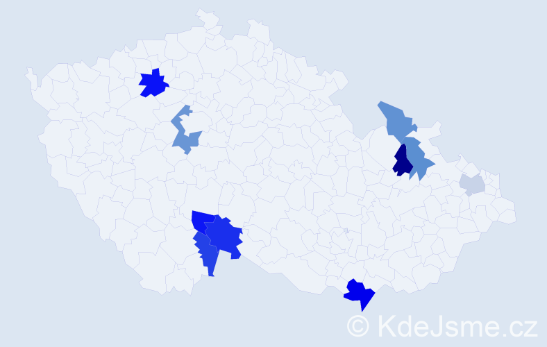 Příjmení: 'Kutlak', počet výskytů 15 v celé ČR
