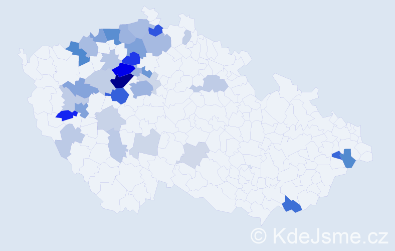 Příjmení: 'Štulcová', počet výskytů 115 v celé ČR