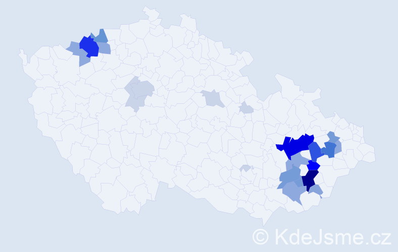 Příjmení: 'Perůtka', počet výskytů 93 v celé ČR