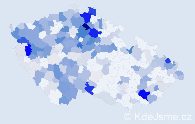 Příjmení: 'Kupcová', počet výskytů 905 v celé ČR