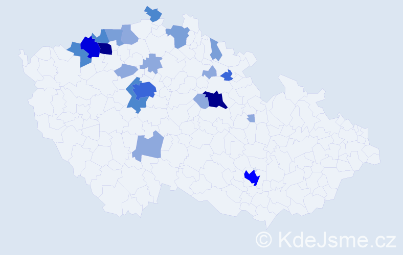 Příjmení: 'Klimpl', počet výskytů 58 v celé ČR