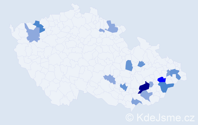 Příjmení: 'Bazalka', počet výskytů 44 v celé ČR