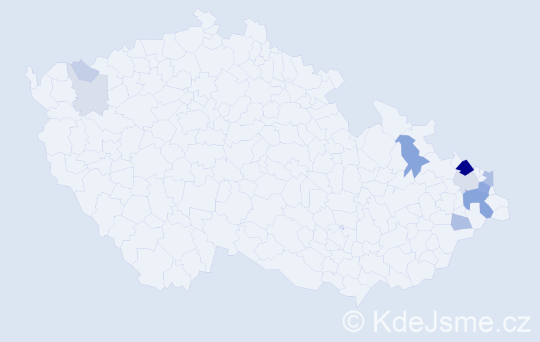 Příjmení: 'Čuraj', počet výskytů 46 v celé ČR