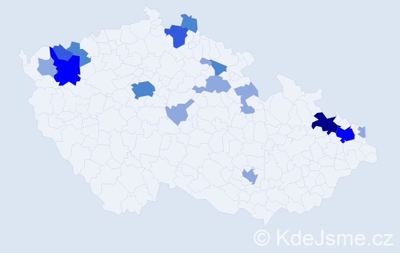 Příjmení: 'Kožák', počet výskytů 35 v celé ČR