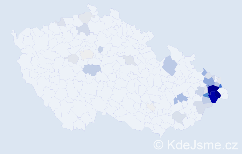 Příjmení: 'Biolek', počet výskytů 139 v celé ČR