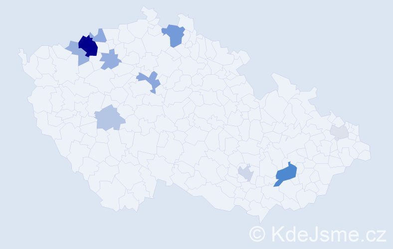 Příjmení: 'Gulyášová', počet výskytů 26 v celé ČR