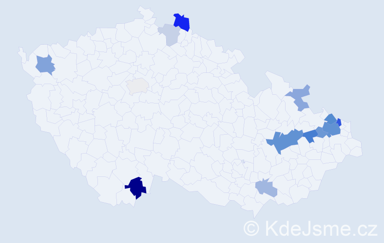 Příjmení: 'Tyrala', počet výskytů 30 v celé ČR