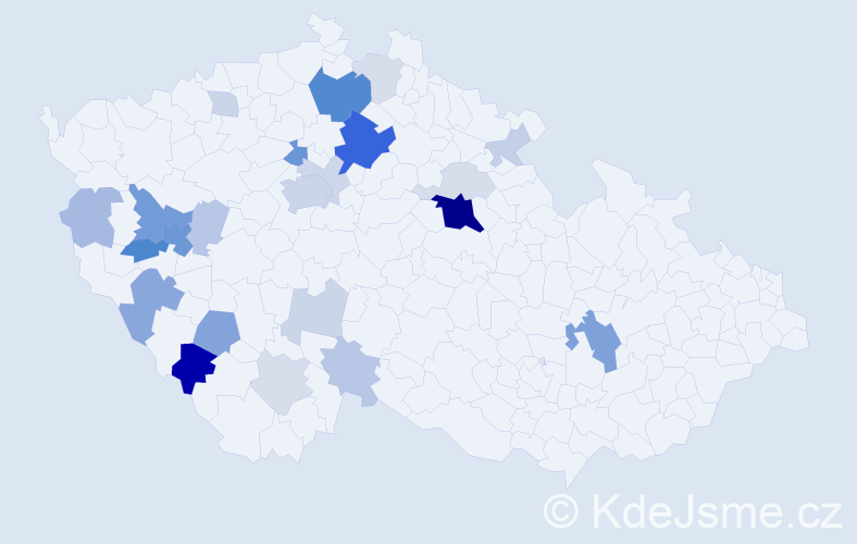 Příjmení: 'Bělohubá', počet výskytů 77 v celé ČR