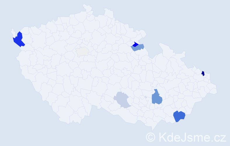 Příjmení: 'Pišojová', počet výskytů 24 v celé ČR