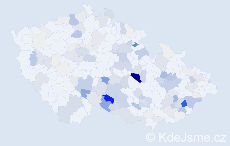 Příjmení: 'Martinů', počet výskytů 800 v celé ČR