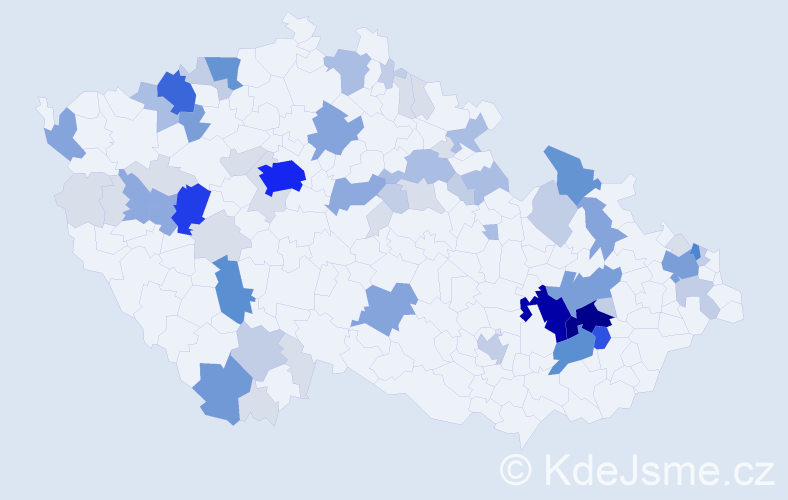 Příjmení: 'Gabor', počet výskytů 250 v celé ČR