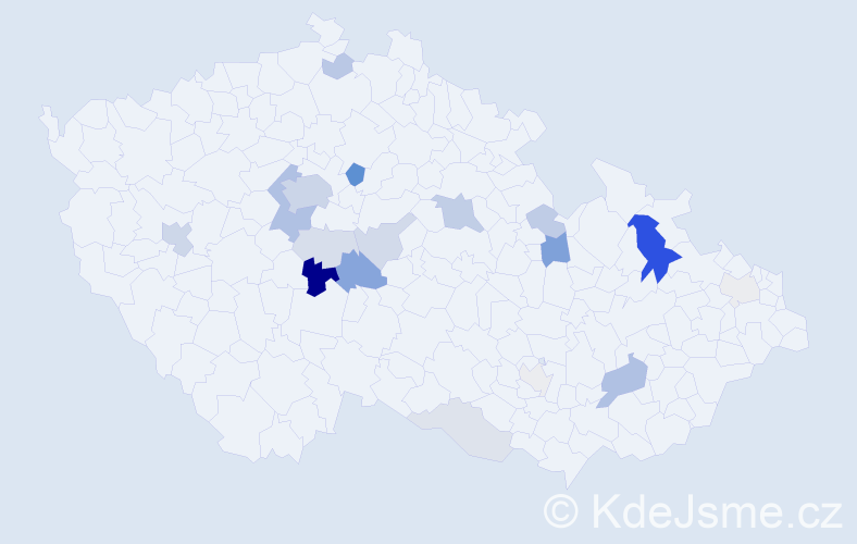 Příjmení: 'Kodeda', počet výskytů 56 v celé ČR