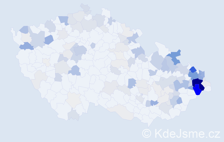 Příjmení: 'Koval', počet výskytů 514 v celé ČR