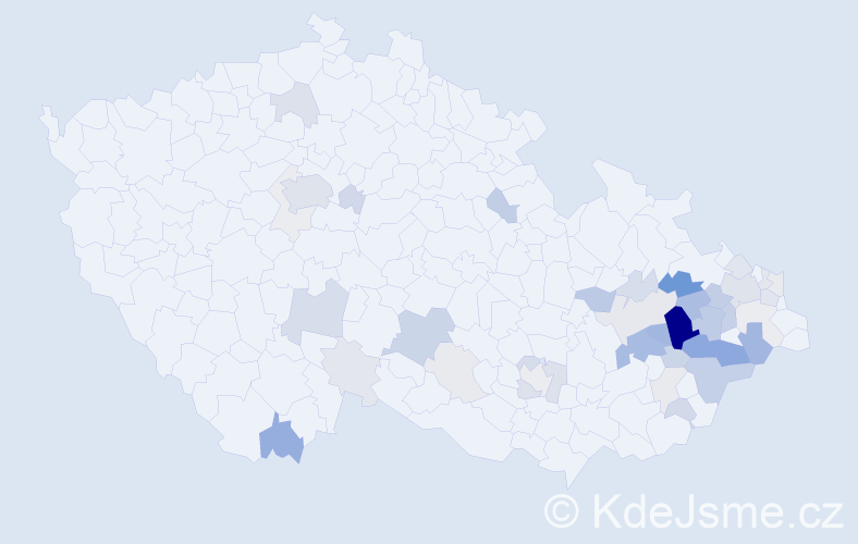Příjmení: 'Tomečka', počet výskytů 140 v celé ČR
