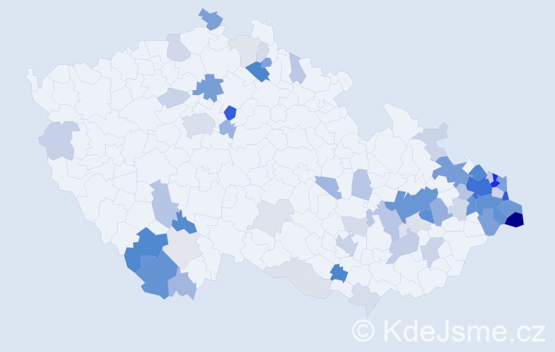 Příjmení: 'Lach', počet výskytů 197 v celé ČR