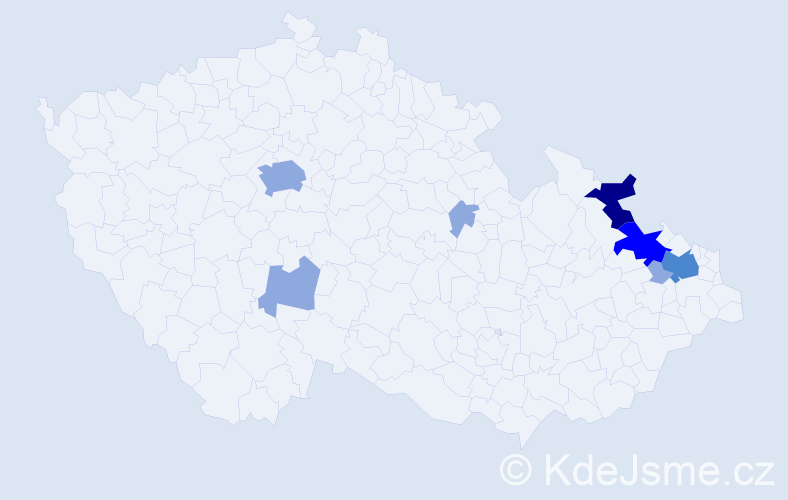 Příjmení: 'Zámarská', počet výskytů 19 v celé ČR