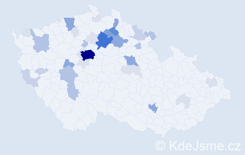 Příjmení: 'Valkoun', počet výskytů 116 v celé ČR