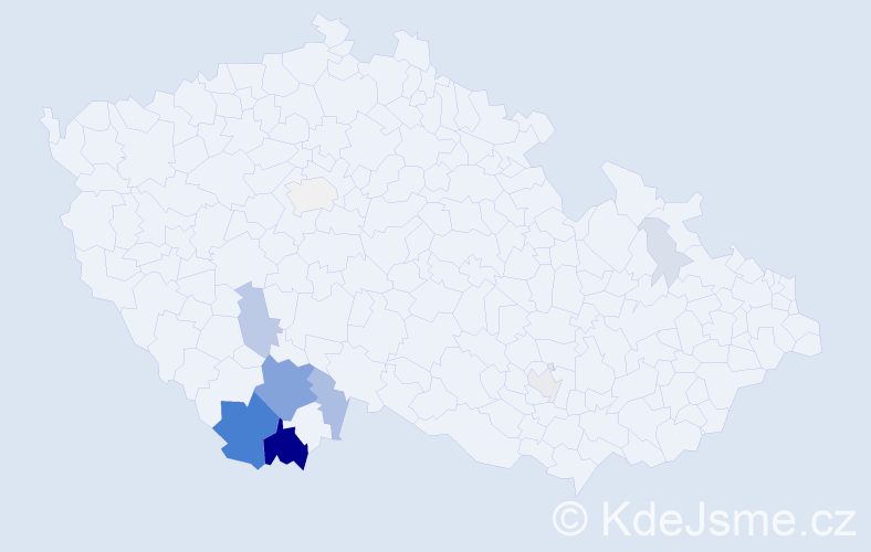 Příjmení: 'Cipín', počet výskytů 47 v celé ČR