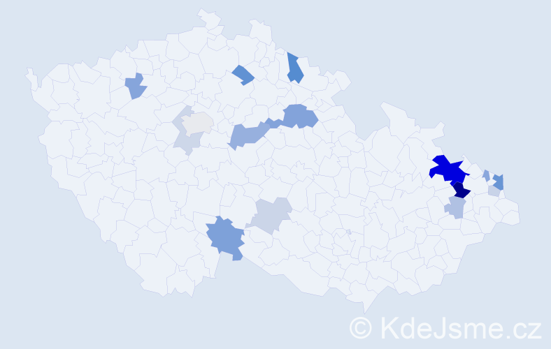 Příjmení: 'Magurová', počet výskytů 38 v celé ČR