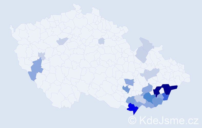 Příjmení: 'Důbravová', počet výskytů 79 v celé ČR