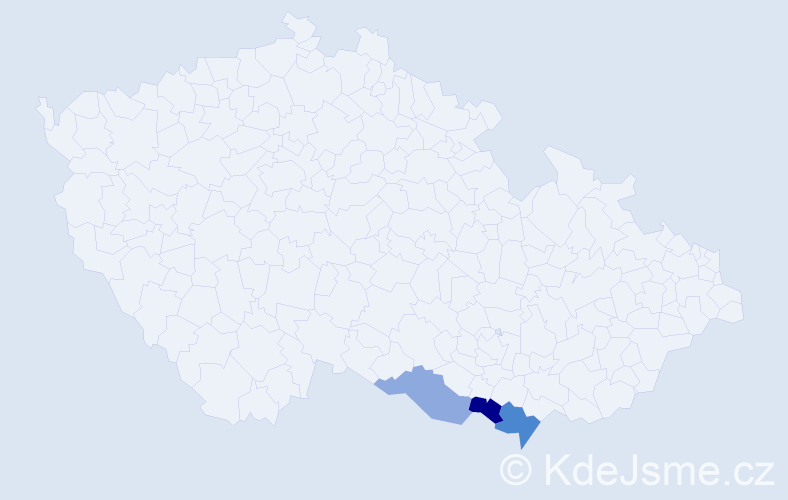 Příjmení: 'Vyhoda', počet výskytů 8 v celé ČR