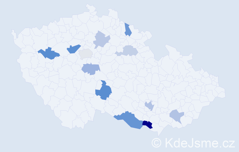 Příjmení: 'Černoš', počet výskytů 22 v celé ČR