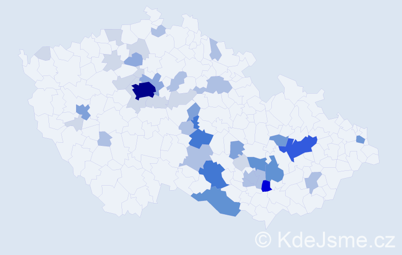 Příjmení: 'Menoušek', počet výskytů 130 v celé ČR