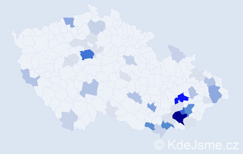 Příjmení: 'Hlavačka', počet výskytů 157 v celé ČR