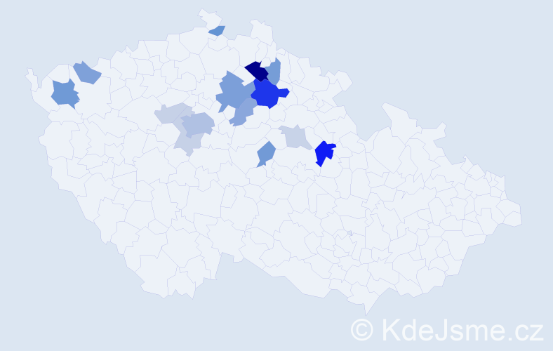 Příjmení: 'Končinská', počet výskytů 36 v celé ČR