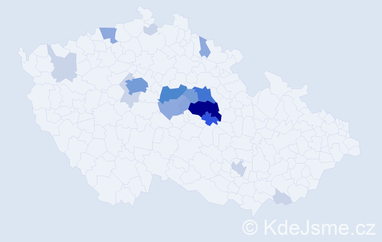 Příjmení: 'Brebera', počet výskytů 56 v celé ČR