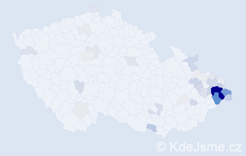 Příjmení: 'Koloničný', počet výskytů 170 v celé ČR