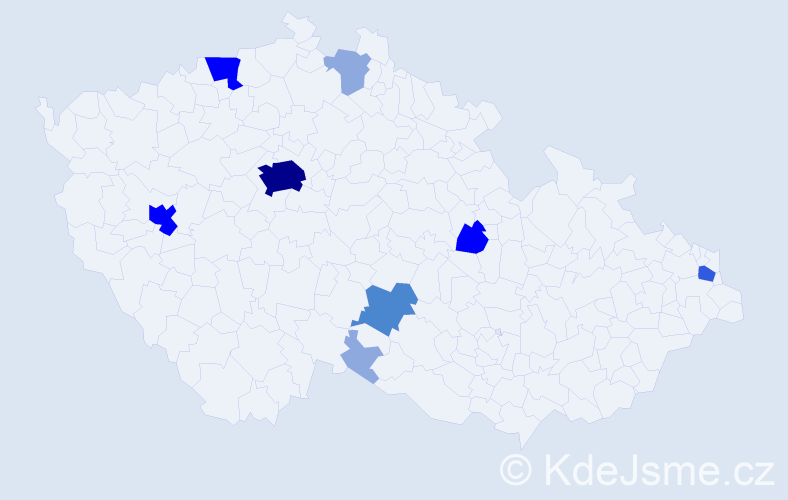 Příjmení: 'Tomaš', počet výskytů 24 v celé ČR