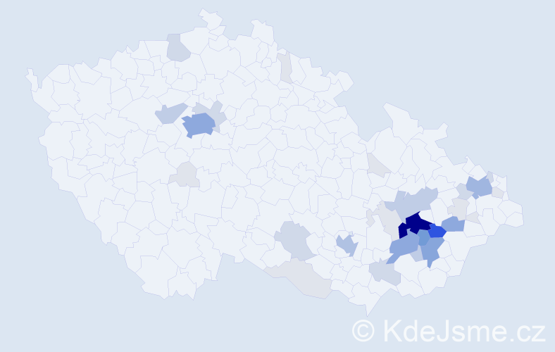 Příjmení: 'Neradil', počet výskytů 123 v celé ČR
