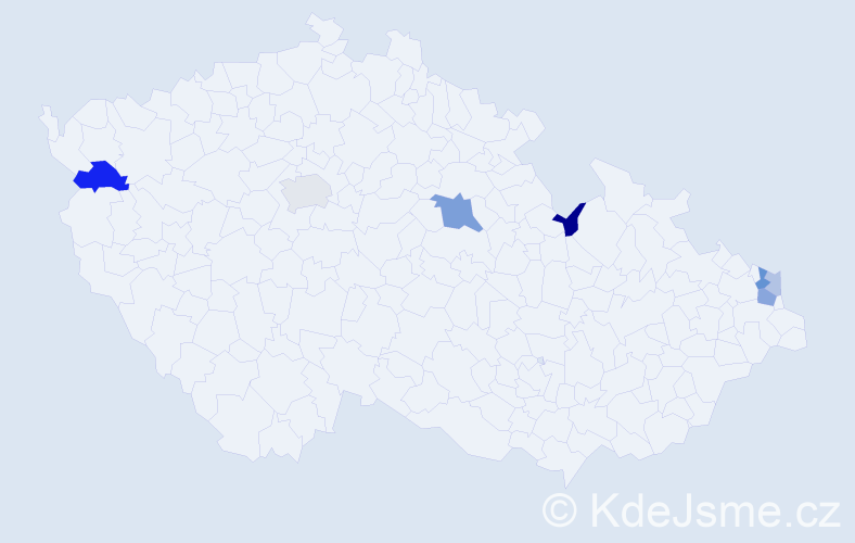 Příjmení: 'Kucbel', počet výskytů 13 v celé ČR