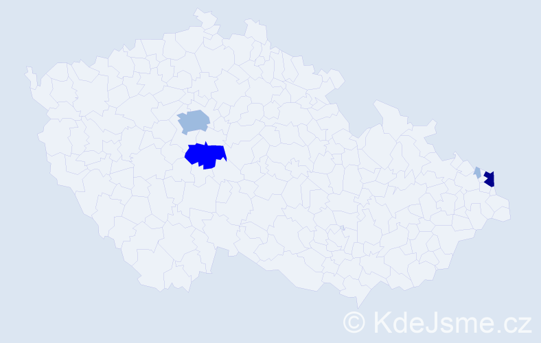 Příjmení: 'Tomkiv', počet výskytů 9 v celé ČR
